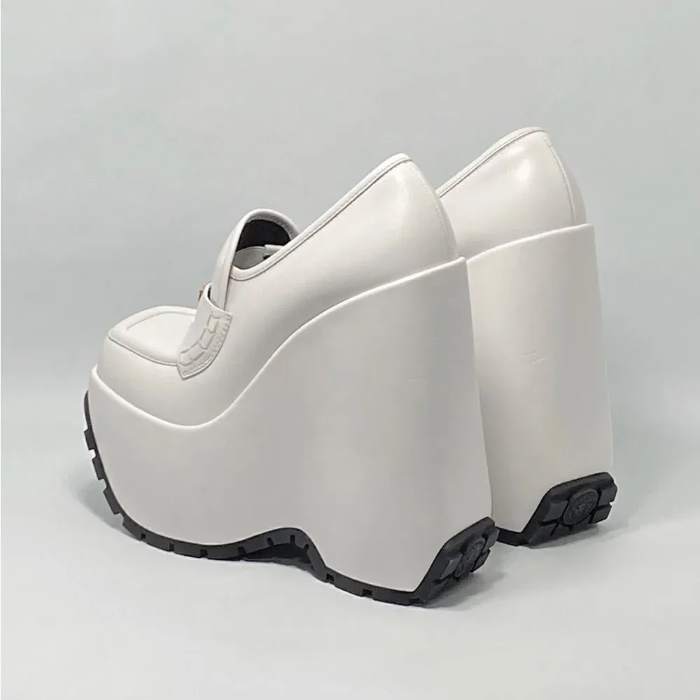 Versace Leather Platform Wedge Loafers size 36